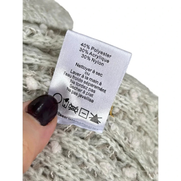 John + Jenn Anthropologie Women's Light Gray Popcorn Knit Sweater Size Medium - Picture 4 of 6